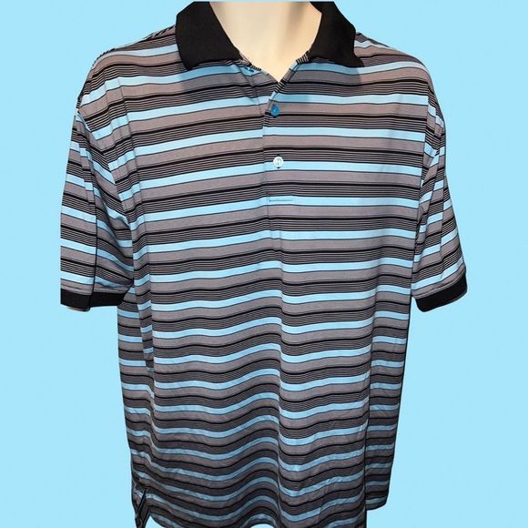 Peter Millar Summer Comfort Blue/Black Stripe Polo Shirt
Size Large - Picture 2 of 6